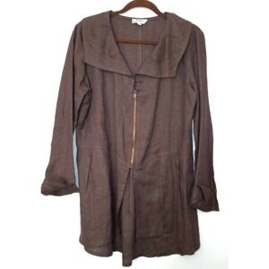 HANNA (2) La Journee Sz Med 6/8  Lagen 100% Linen Jacket Peplum back Bust 40"